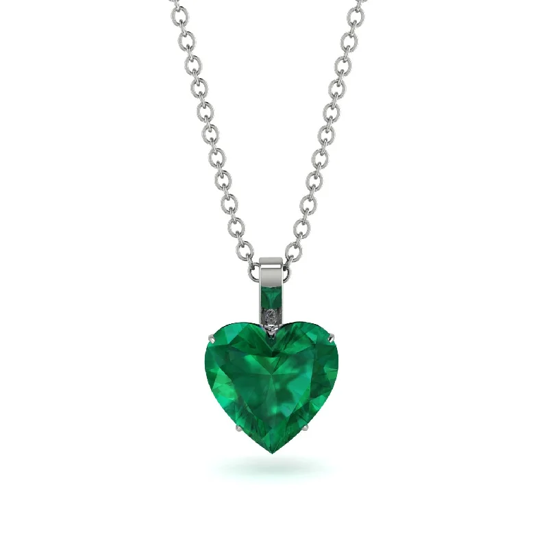 Statement Long Necklaces For Special Occasions-Heart Emerald Necklace - Noelle No. 6