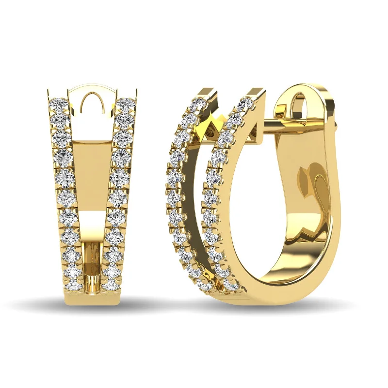 Luxury Diamond Earrings For Weddings-14K Yellow Gold 1/4 Ct.Tw. Diamond  Huggies Earrings