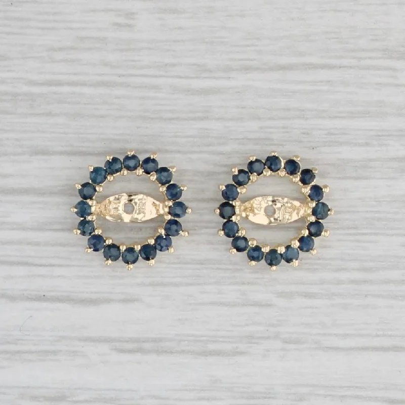 Classic Stud Earrings For Timeless Style-1ctw Blue Sapphire Earring Enhancer Jackets 14k Yellow Gold For Stud Earrings