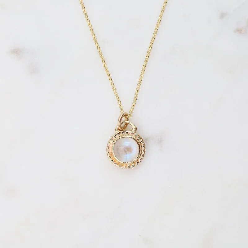 Custom Birthstone Pendant Necklaces For Bridesmaids-Gold Antiquarian Necklace with Moonstone