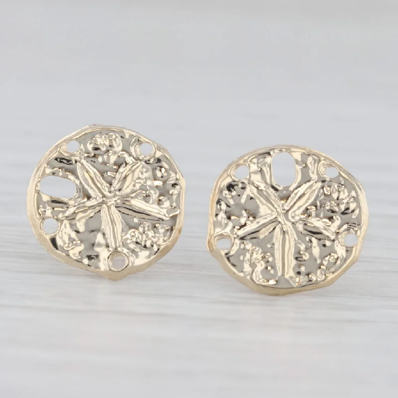 Large Crystal Earrings For Party Fashion-Sand Dollar Stud Earrings 14k Yellow Gold Nautical Jewelry