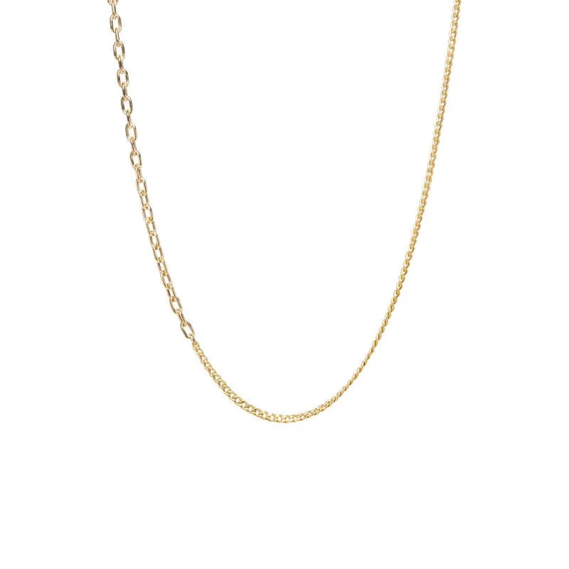 Statement Bar Necklaces For Bold Looks-14k Gold Mixed XS Curb & Small Square Oval Link Chain Necklace