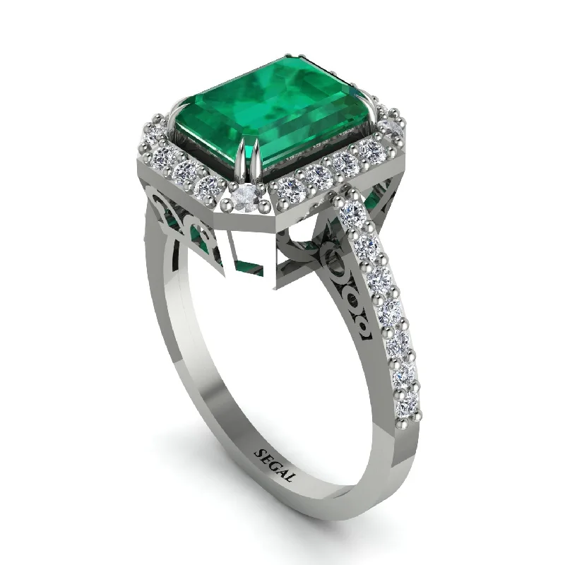 Personalized Family Rings For Meaningful Gifts-Emerald Cut Emerald Vintage-Inspired Engagement Ring - Addilyn No. 6