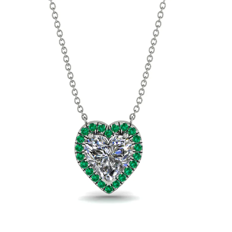 Trendy Pendant Necklaces For Casual Days-4.7Ct Diamond Halo Heart Necklace - Jaylene No. 18