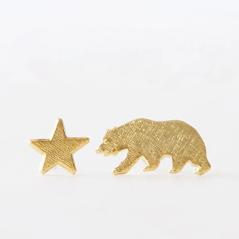 Classic Stud Earrings For Elegant Simplicity-Bear and Star Earrings