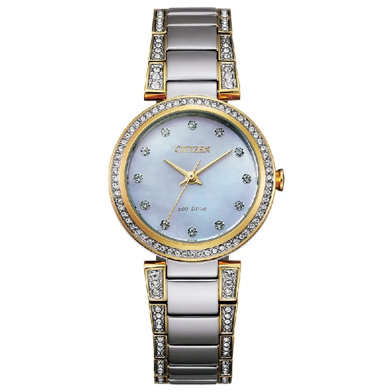 Watches With Zodiac Signs-CITIZEN Eco-Drive Dress/Classic Eco Crystal Eco Ladies Stainless Steel