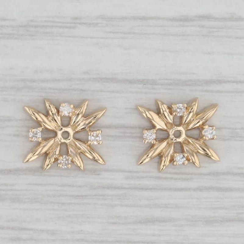 Sparkling Diamond Earrings For Weddings-0.12ctw Diamond Earring Jacket for Stud Earrings 14k Yellow Gold