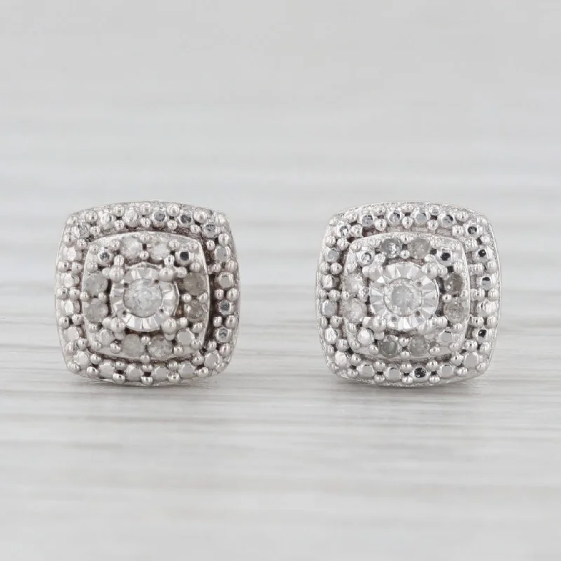 Fashionable Earrings For Day-to-Night Looks-Round Diamond Halo Stud Earrings Sterling Silver