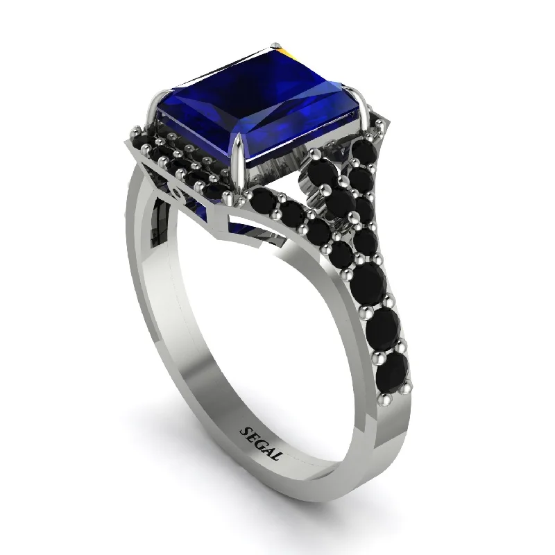 Classic Wedding Rings For Him and Her-Radiant Cut Sapphire 14K Halo Engagement Ring - Cassidy No. 45