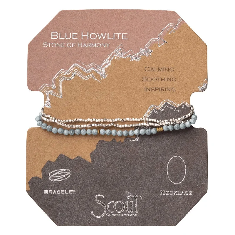 Trendy Chain Necklaces For Fashionistas-Scout Delicate Blue Howlite Wrap Bracelet and Necklace