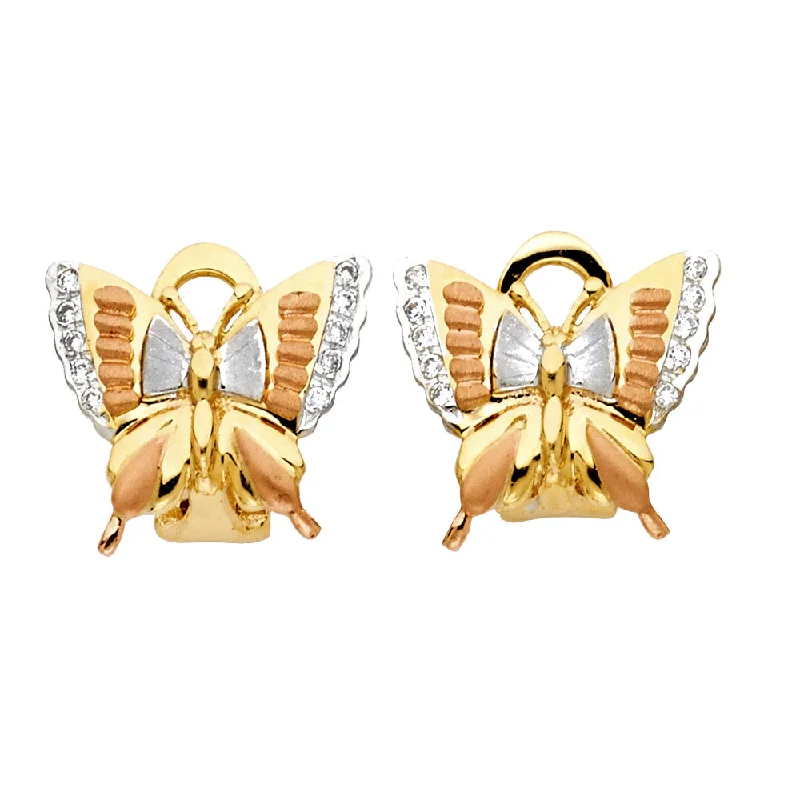 Trendy Resin Earrings For Bold Look-14K 3C Butterfly Earrings W/Clip Lock