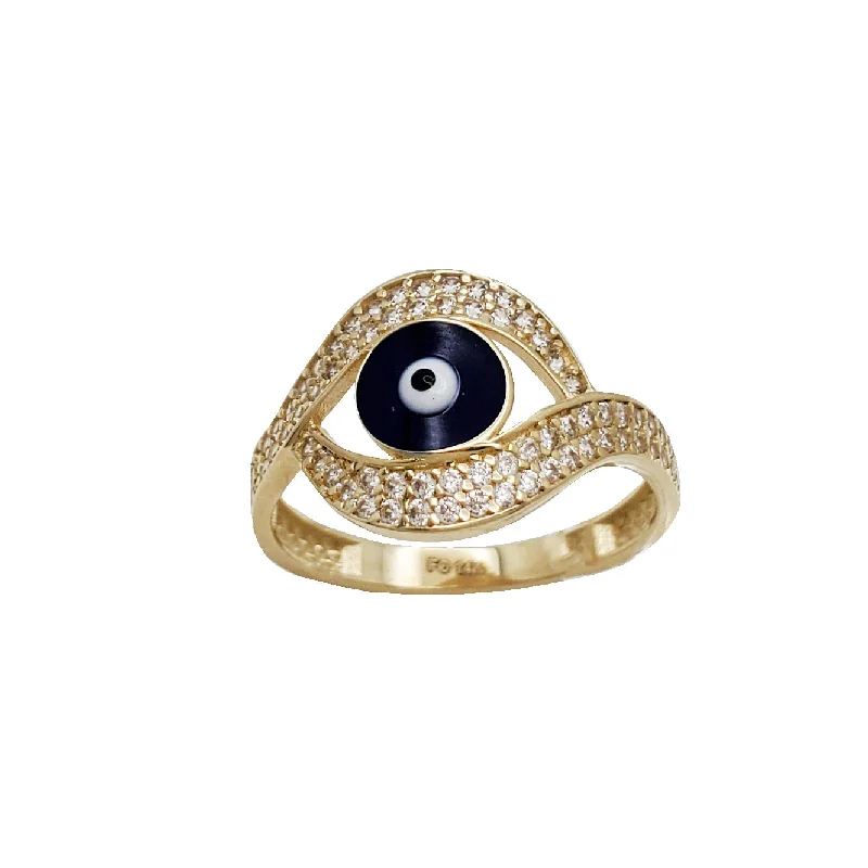 Sparkling Engagement Rings For Unique Brides-Zirconia Evil Eye Ring (14K)