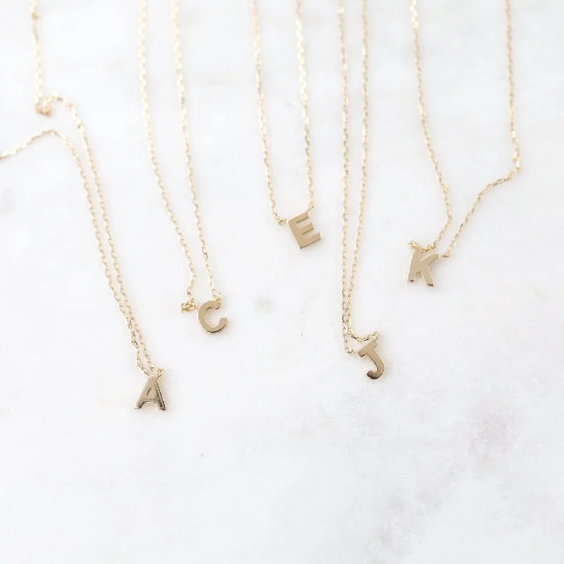 Fashionable Bar Necklaces For Chic Looks-14k Gold Initial Necklace