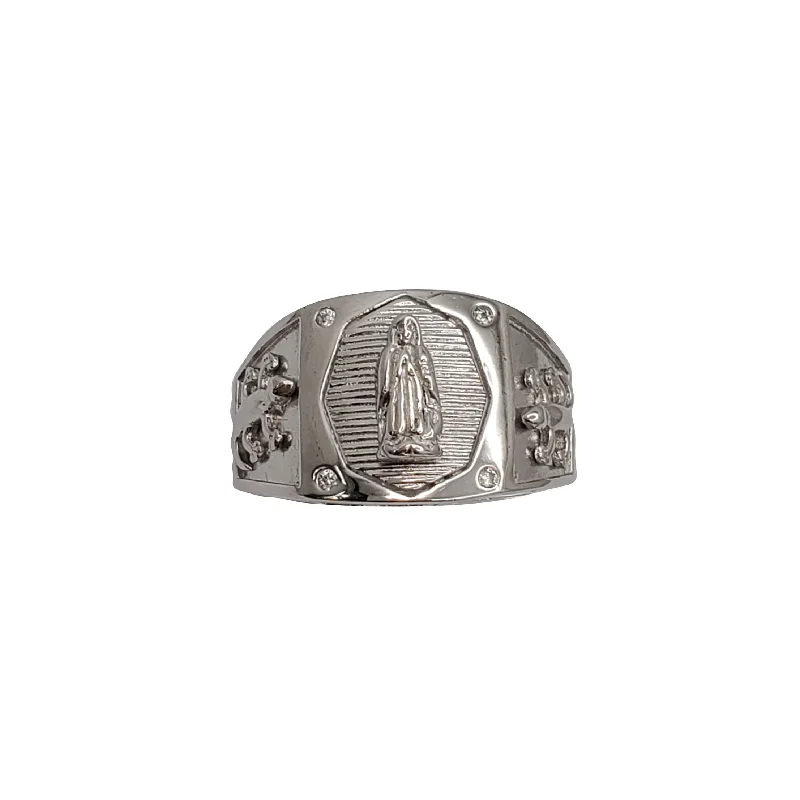 Classic Gold Promise Rings For Couples-Virgin Mary Lizard Ring (Silver)