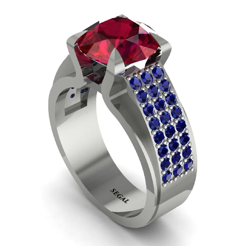 Personalized Wedding Bands For Special Moments-Round Cut Ruby 14K Gold Pave Engagement Ring - Saylor No. 72