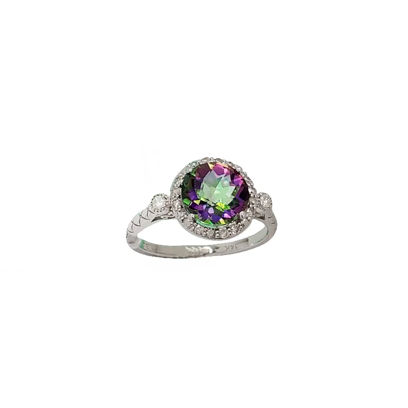 Elegant Diamond Rings For Weddings-Mystic Topaz & Diamond Lady Ring (14K)