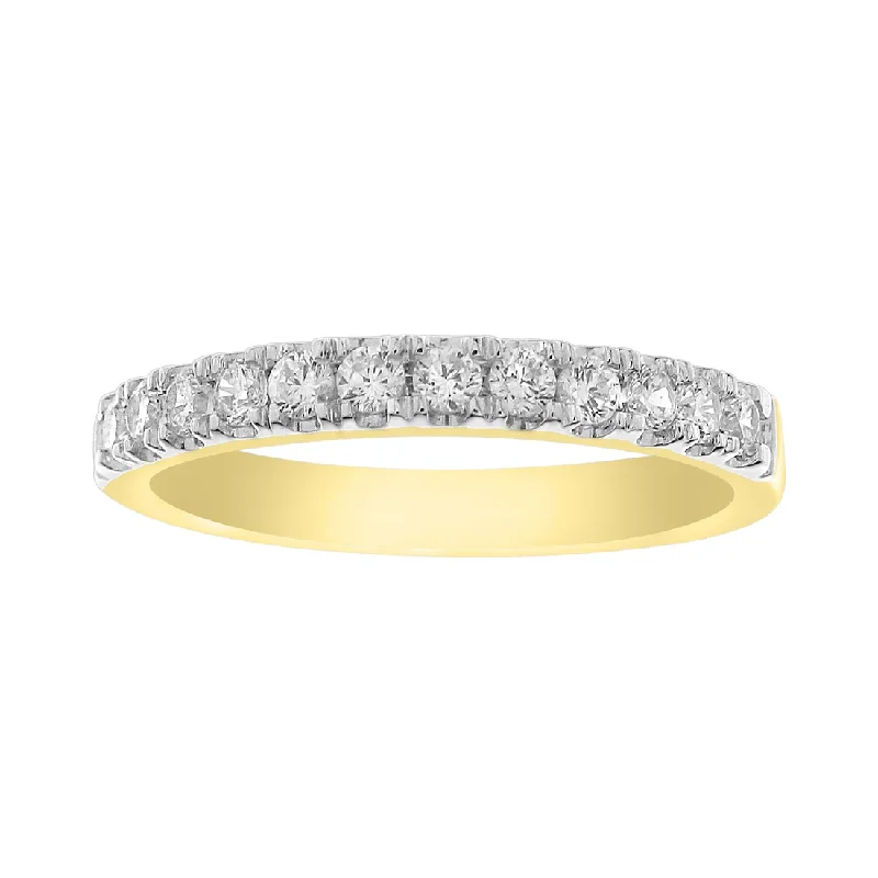 Vintage Style Rings For Retro Weddings-Diamond Two-Tone Eternity Ring (14K)