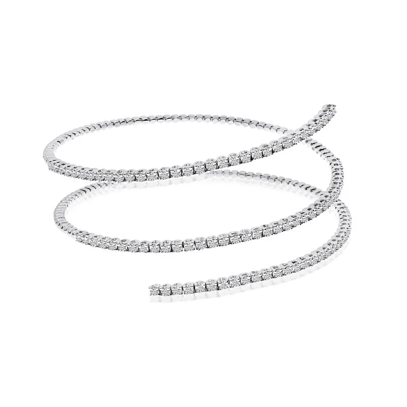 Bracelets With Floral Patterns-14K White Gold 3-Row Flexible Bracelet BVB1034W