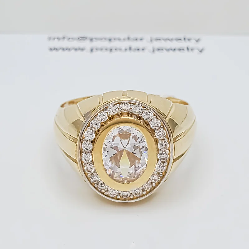 Custom Vintage Rings For Bold Fashion-Oval CZ Ring (14K)