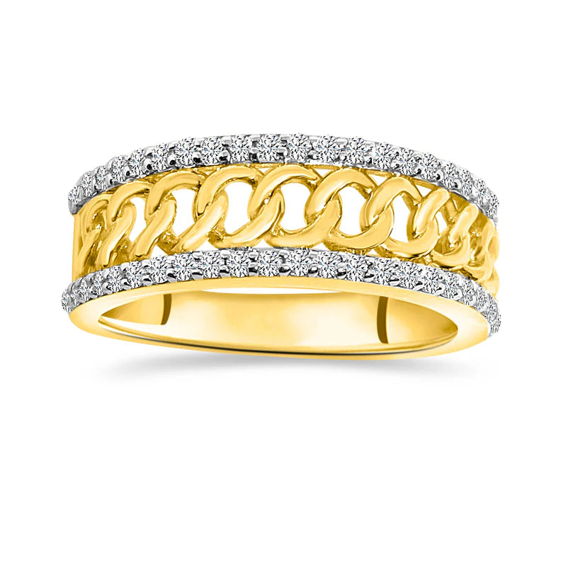 Stylish Stack Rings For Trendy Looks-Cuban Fancy Diamond Ring (14k)