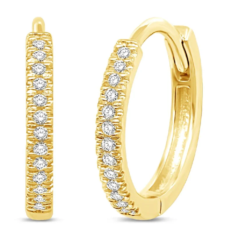 Classic Pearl Earrings For Vintage Style-14K Yellow Gold 1/6 Ct.Tw. Diamond Stackable Hoop Earrings