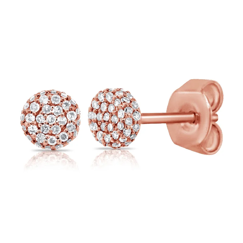 Elegant Earrings For Bridesmaids Gifts-14K Rose Gold Diamond Raised Disc Extra-Small Earrings