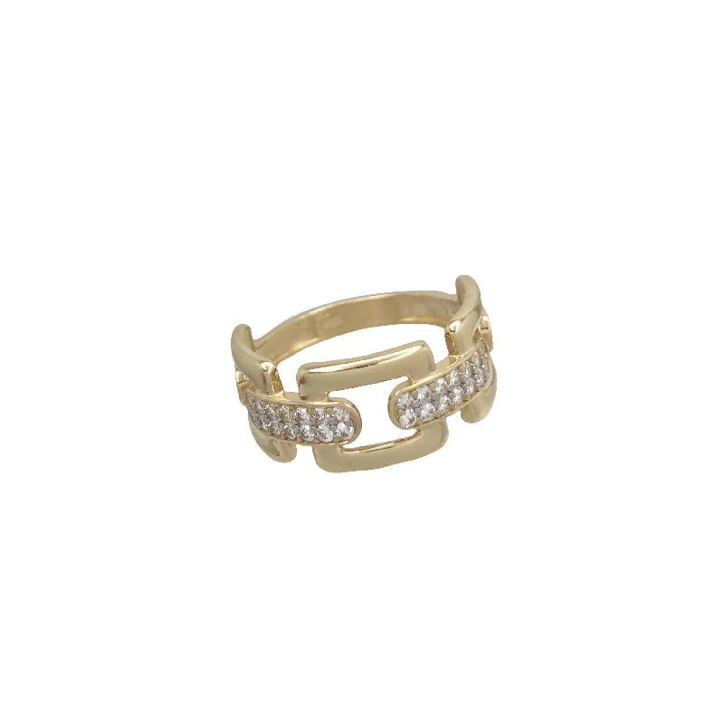 Dainty Rings For Minimalist Fashion-Zirconia Cable Link Ring (14K)