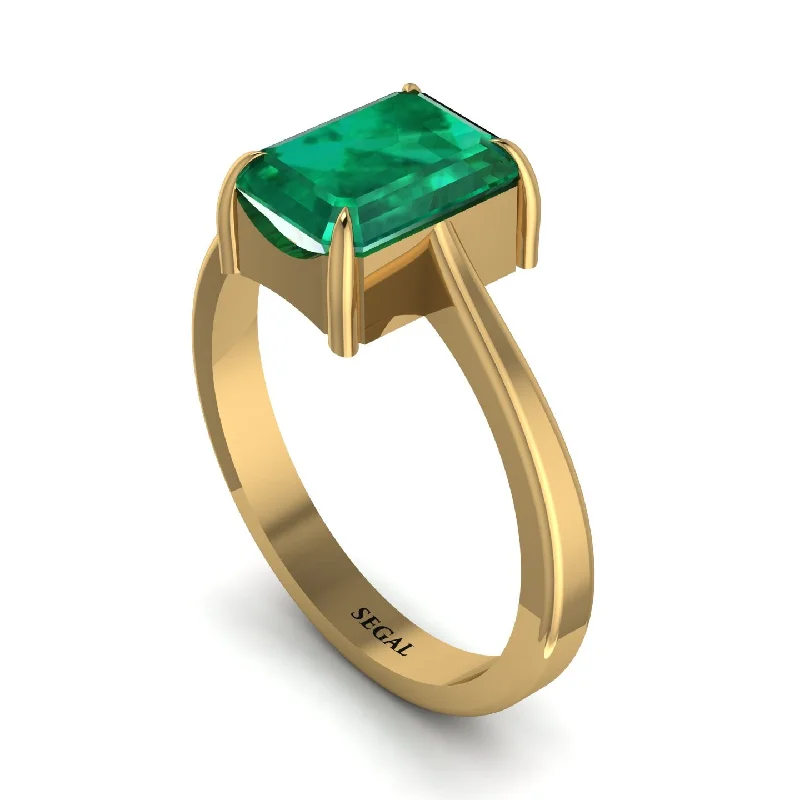 Vintage Gold Rings For Fashionistas-Emerald Cut Emerald Solitaire Engagement Ring - Lana No. 4