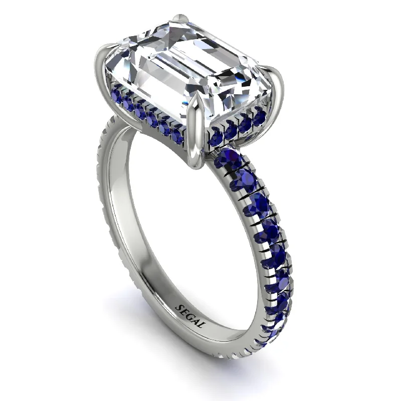 Trendy Gold Rings For Engagement-Emerald-Cut Diamond Pavé Engagement Ring - Daphne No. 63