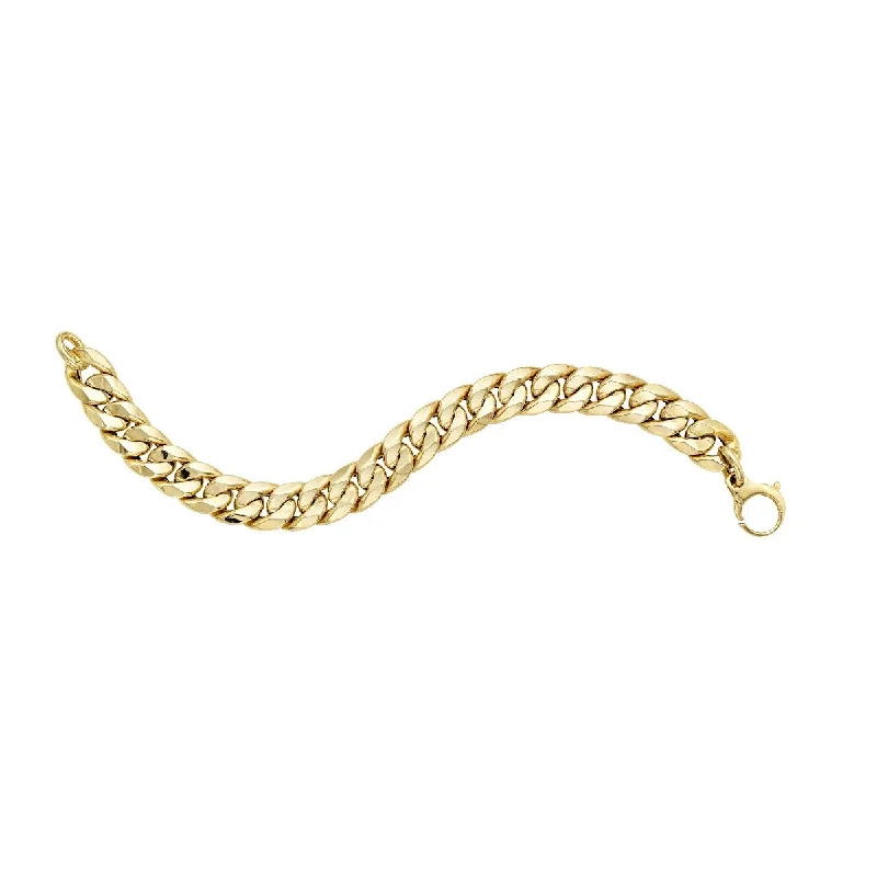 Bracelets With Inspirational Quotes-14K Yellow Gold 7.5 inch Gourmette Curb Chain Bracelet RC1468-0750