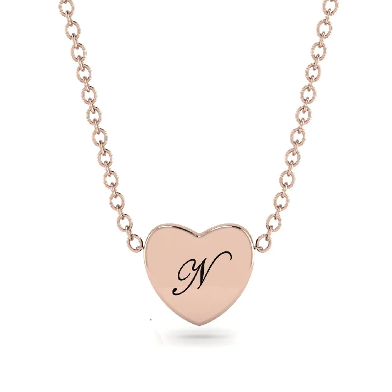 Gold Plated Necklaces With Diamonds-Heart Initial Necklace - Emory No. 2