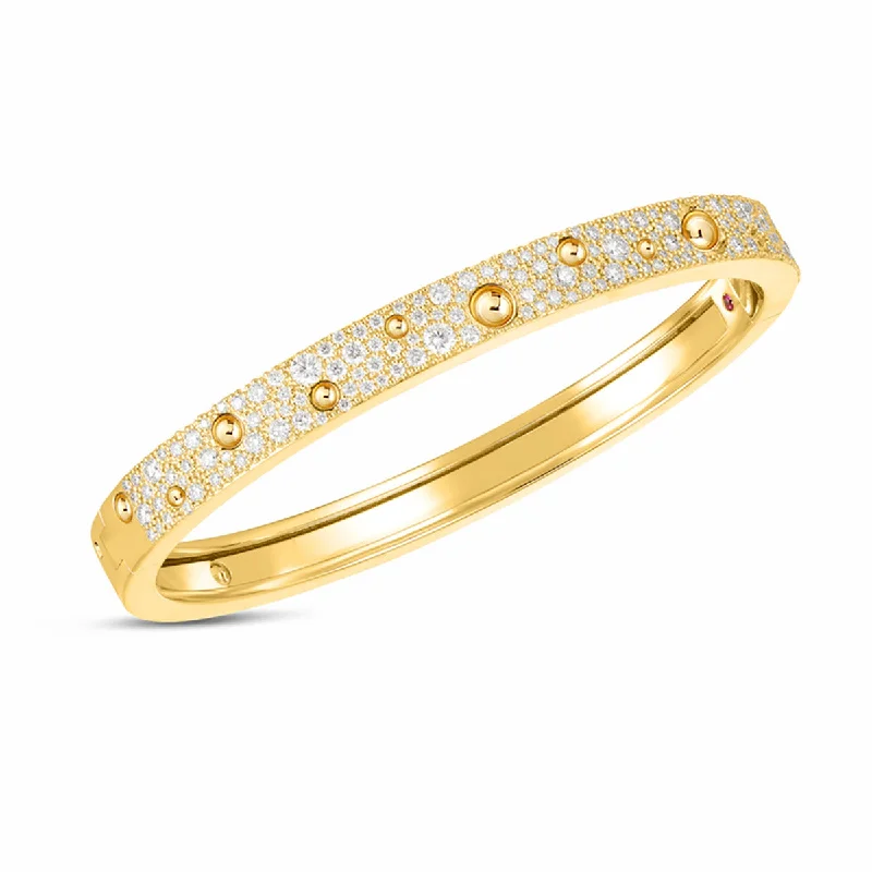 Bangles With Neon Colors-18K Gold and Pave Diamond Pois Moi Luna Bangle