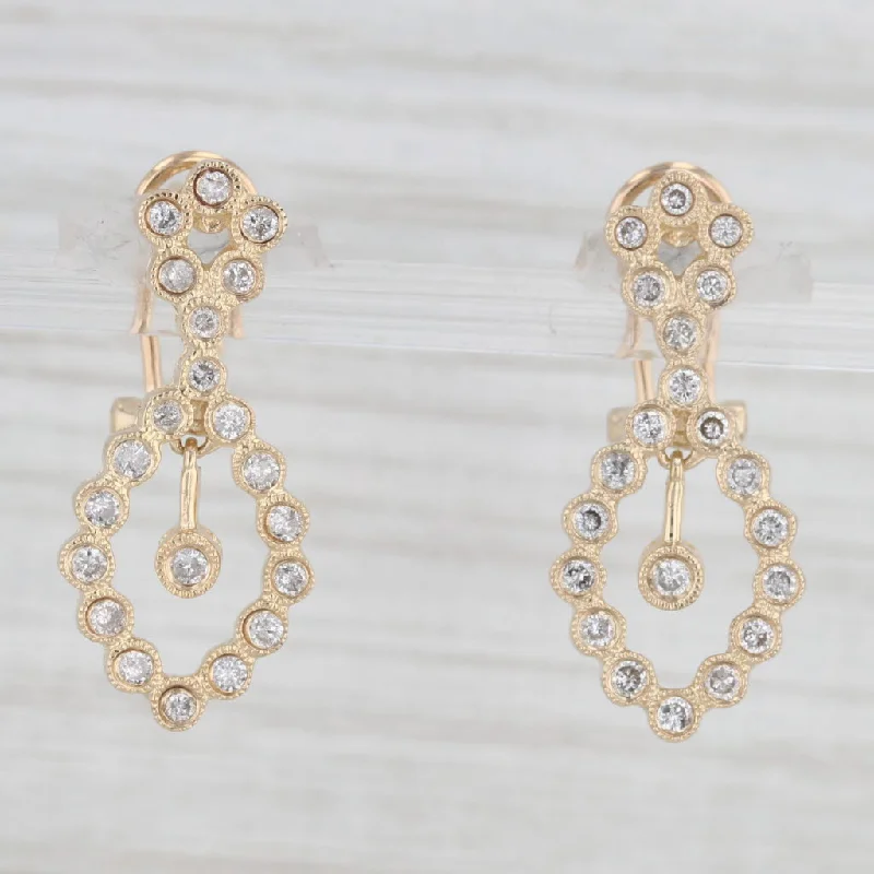 Silver Dangle Earrings For Evening Wear-0.75ctw Diamond Figure 8 Drop Earrings 14k Yellow Gold Pierced Omega Backs