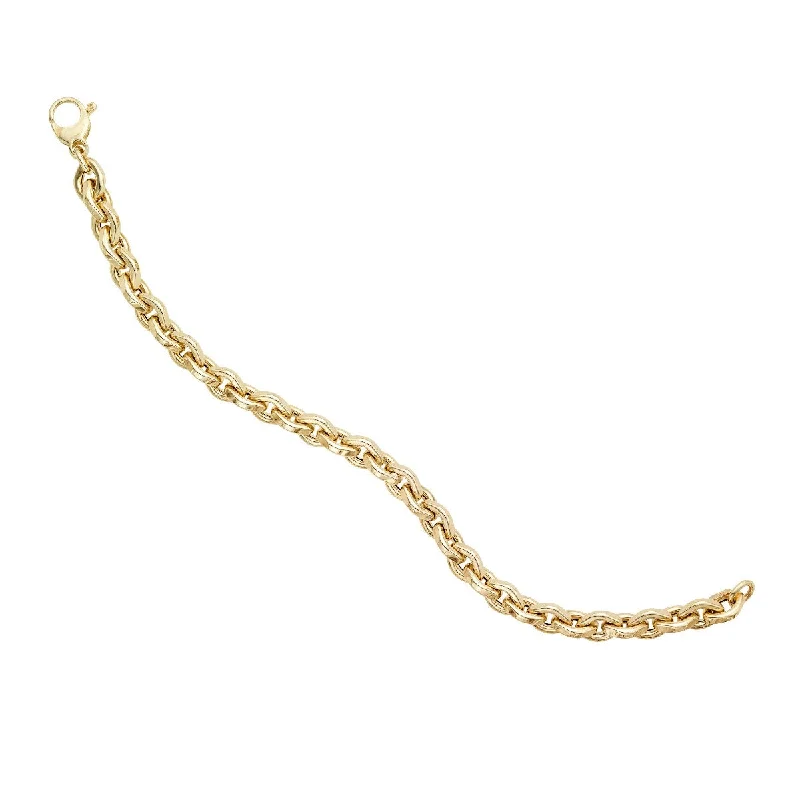 Bracelets With Multicolor Stones-14K Yellow Gold 7.25" Diamond Facet Rolo Chain Bracelet RC9739-0725