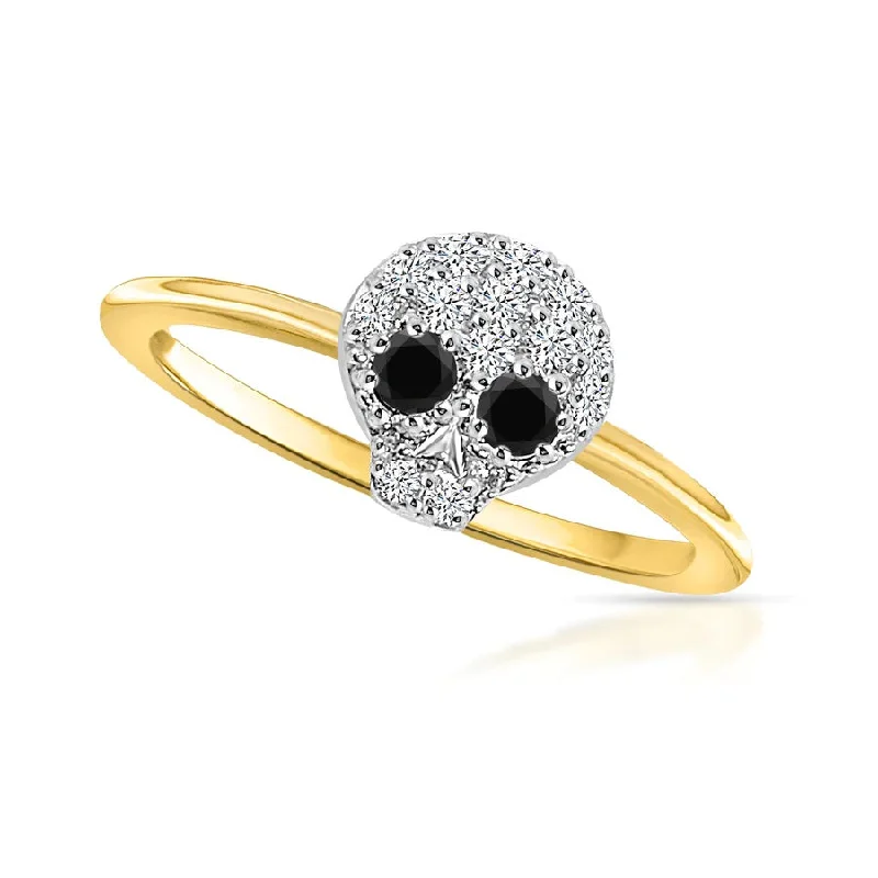 Sparkling Diamond Cocktail Rings For Glamorous Fashion-Diamond Skull Ring (14K)