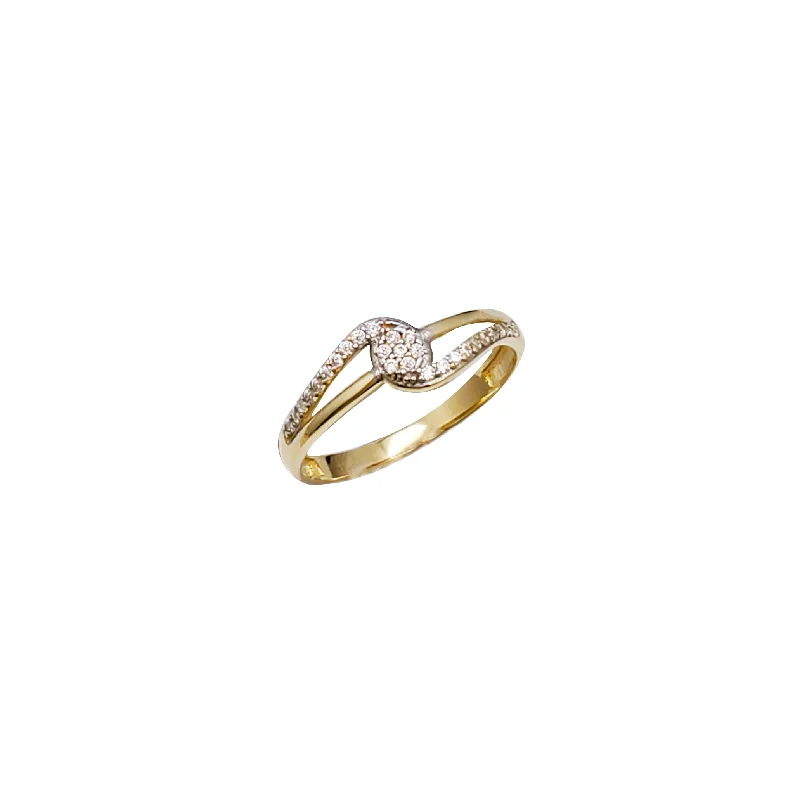 Unique Diamond Rings For Custom Engagements-Cubic Zirconia Bypass Ring (14K)