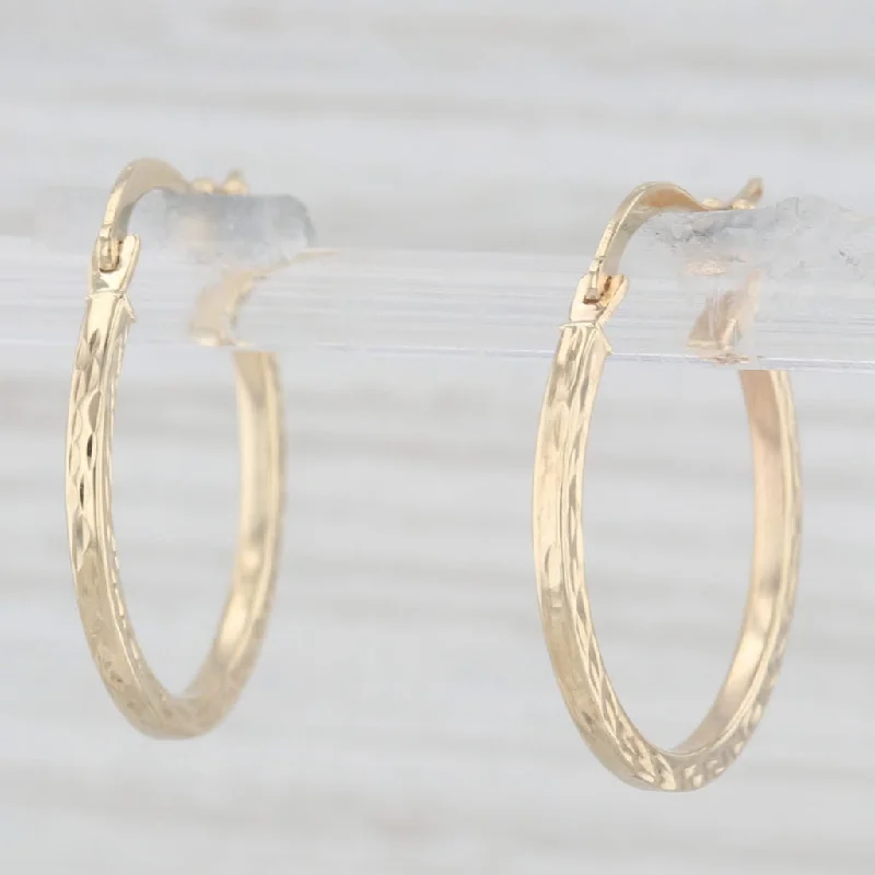 Fashion Crystal Earrings For Glamorous Looks-Etched Round Hoop Earrings 10k Yellow Gold Snap Top Hoops