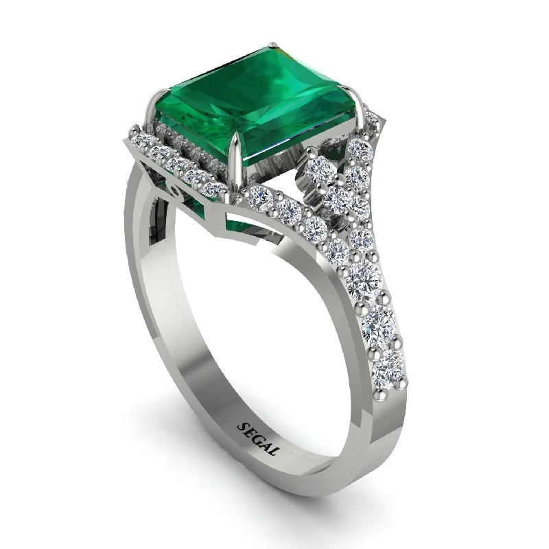 Beautiful Custom Rings For Engagement-Radiant Cut Emerald 14K Halo Engagement Ring - Cassidy No. 6