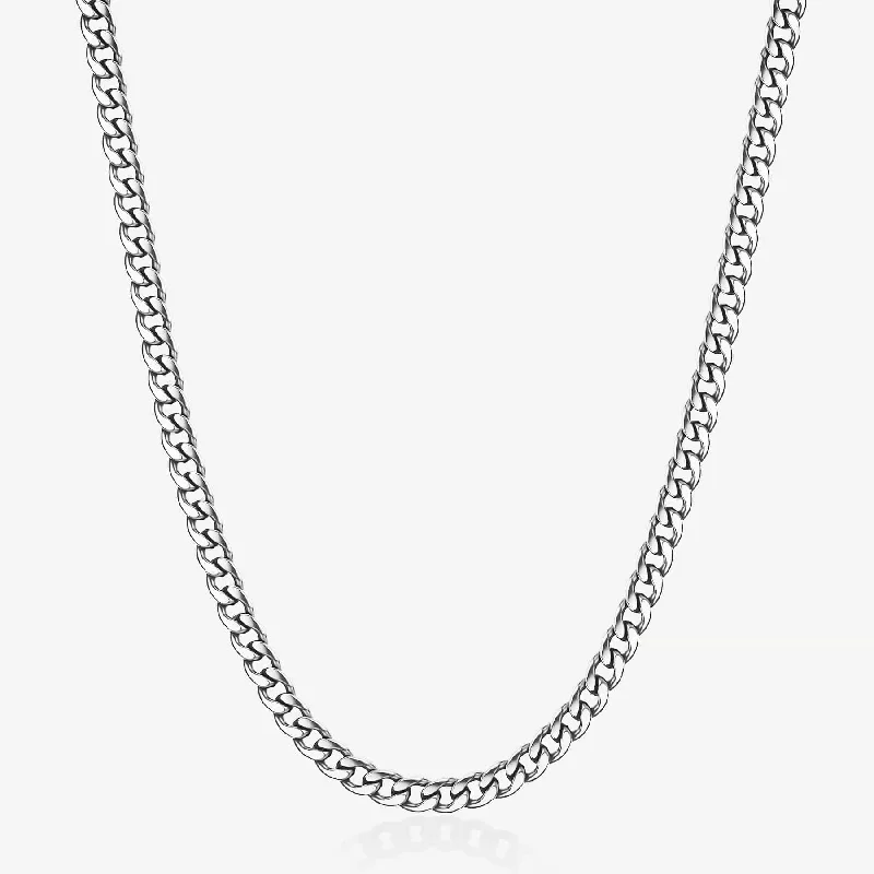 Personalized Charm Necklaces For Gifts-Stainless Steel Long Curb Chain Necklace