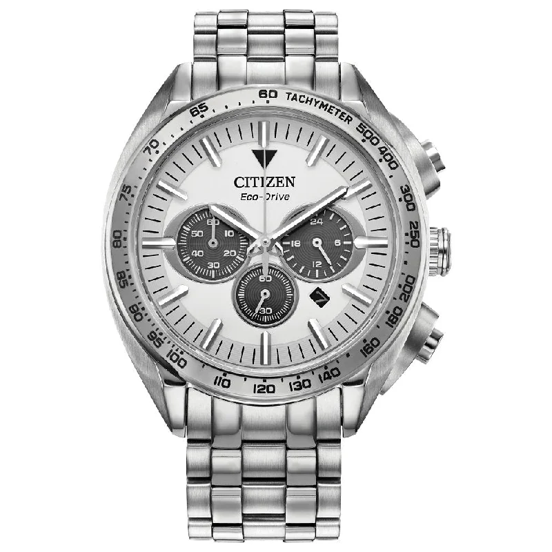 Watches With Love Messages-CITIZEN Eco-Drive Sport Luxury Carson Mens Stainless Steel