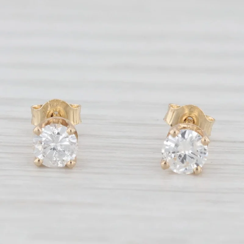 Chic Gold Earrings For Classy Looks-0.40ctw Round Solitaire Stud Earrings 14k Yellow Gold