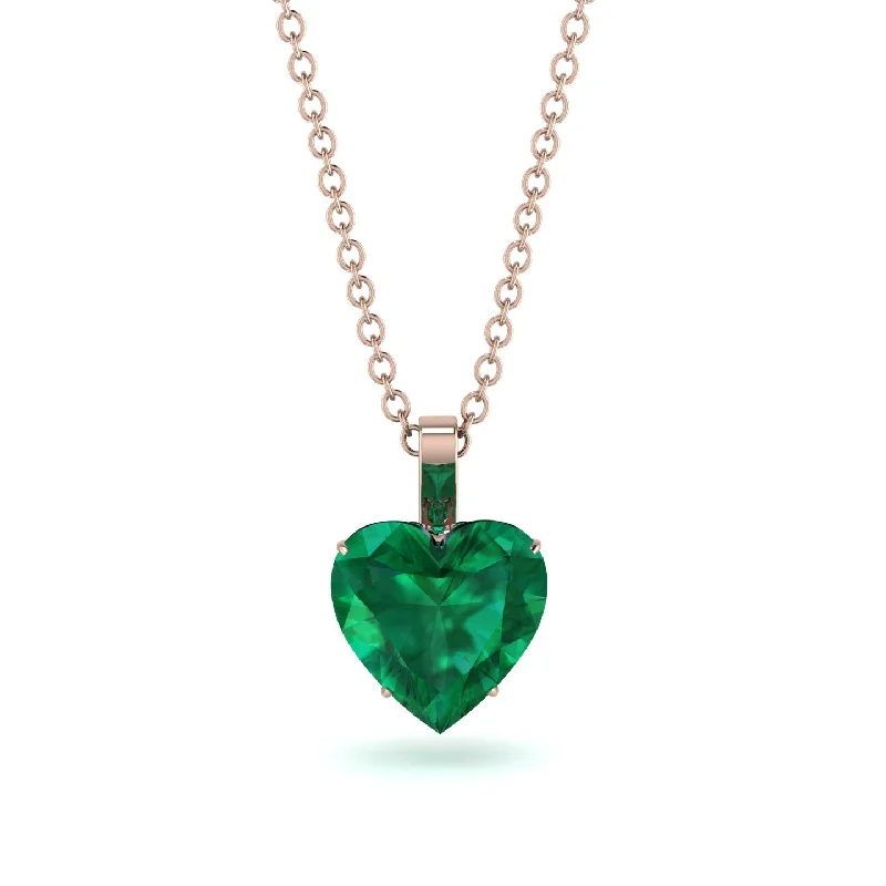 Unique Heart Pendant Necklaces For Gifts-Heart Emerald Necklace - Noelle No. 20