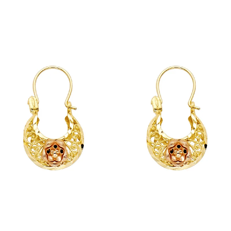 Unique Beaded Earrings For Playful Fashion-14K Basket Rose Earrings