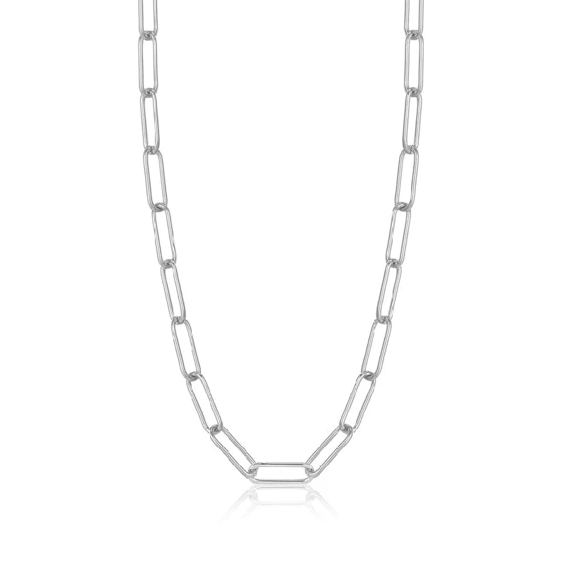 Elegant Moonstone Necklaces For Chic Style-Silver Paperclip Chunky Chain Necklace