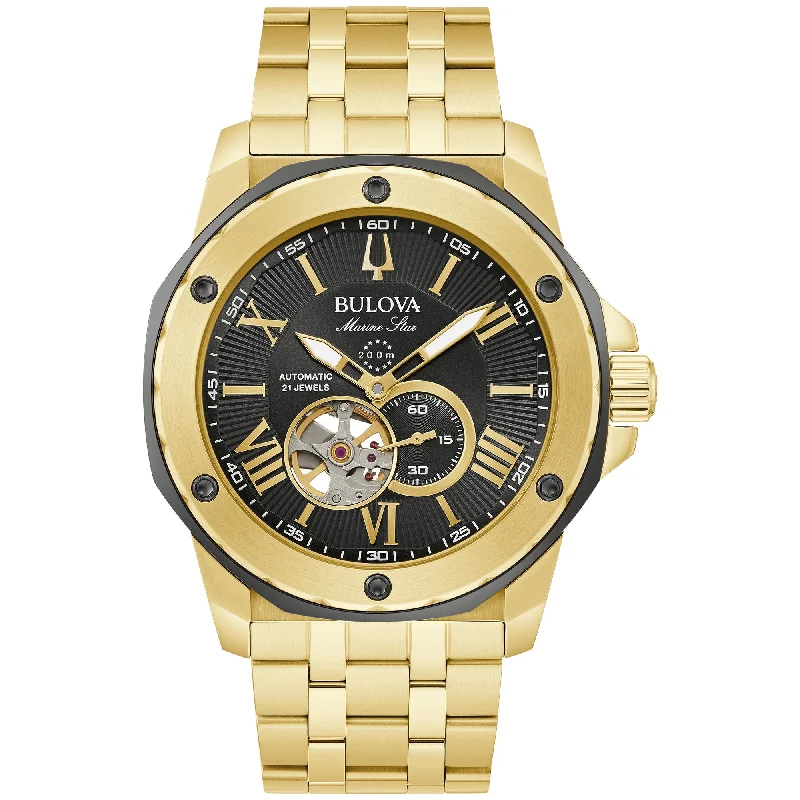 Watches With Chunky Details-Bulova Performance Marine Star Mens Watch Stainless Steel