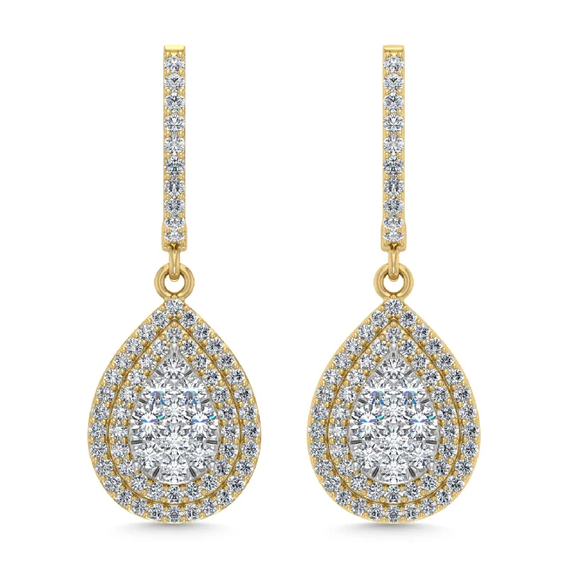 Trendy Drop Earrings For Formal Occasions-Diamond 1 Ct.Tw. Dangler Earrings in 14K Yellow Gold