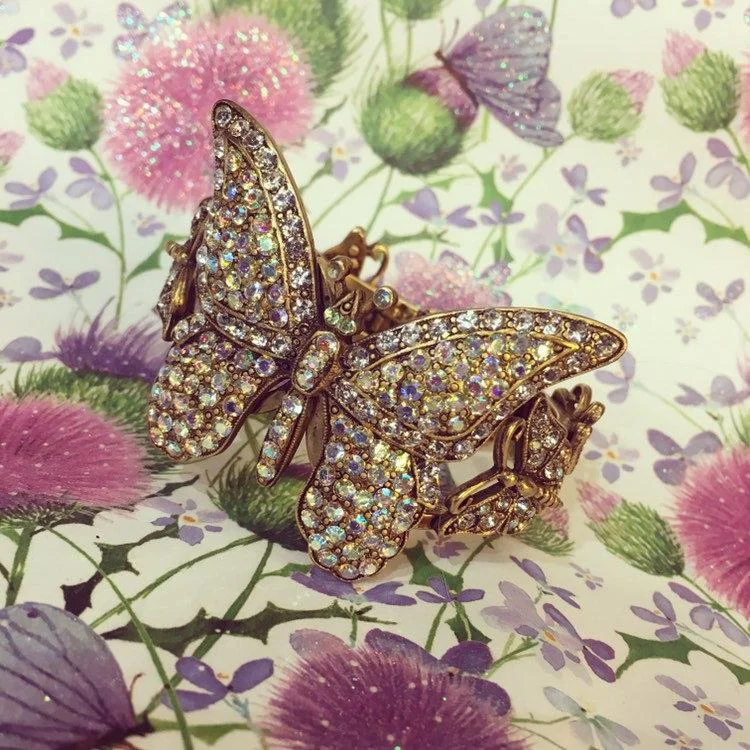 Bracelets With Charms-Askew London Butterfly Clamper Bracelet Opaline Crystal