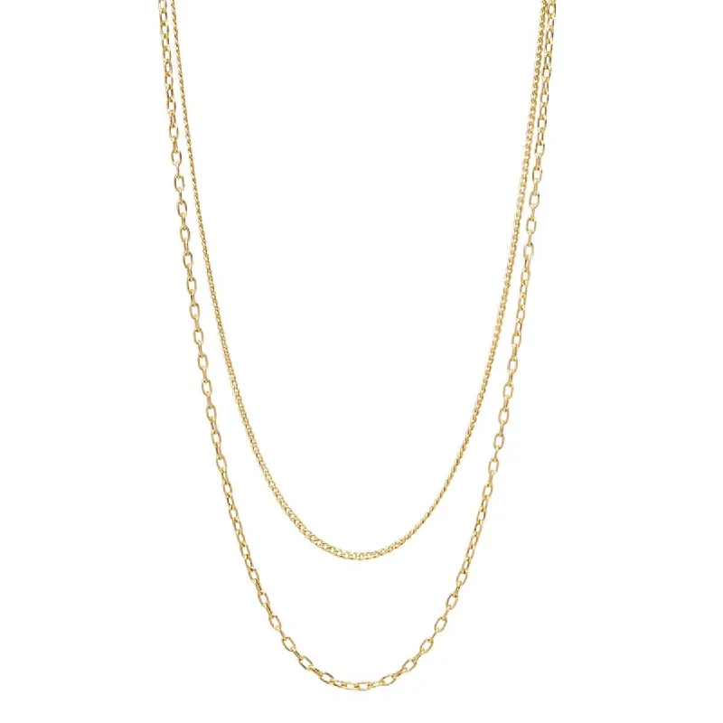 Stunning Resin Pendant Necklaces For Bold Look-14K Gold Layered Extra Small Curb Chain & Oval Link Necklace