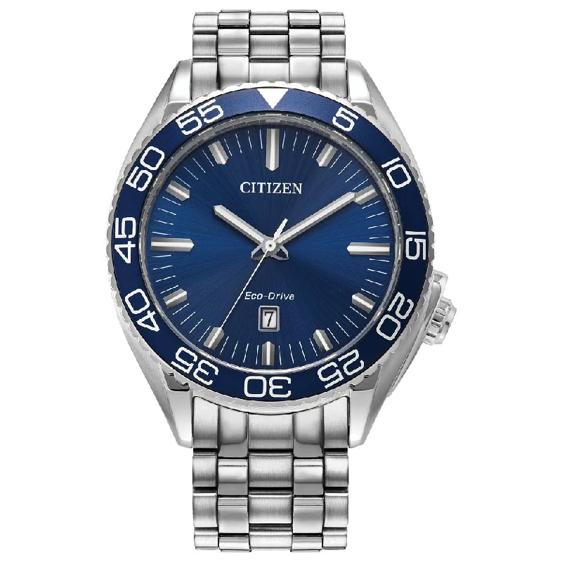 Watches With Flower Shapes-CITIZEN Eco-Drive Sport Luxury Carson Mens Stainless Steel