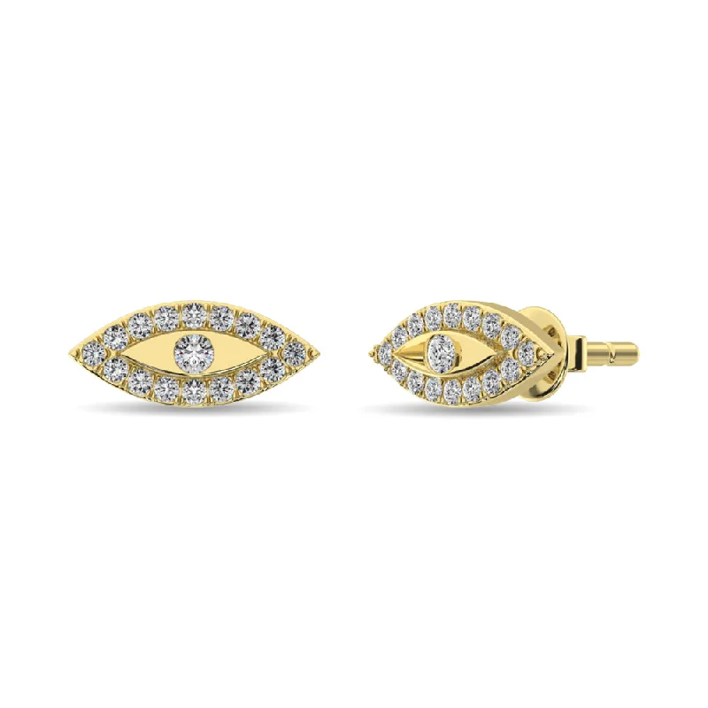 Chic Gold Earrings For Chic Fashion-Diamond 1/6 ct tw Round Cut Fashion Earrings in 10K Yellow Gold